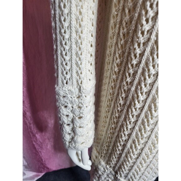 Sigrid Olsen Signature Knit Crochet Open Duster Cardigan Size Medium - Picture 4 of 13